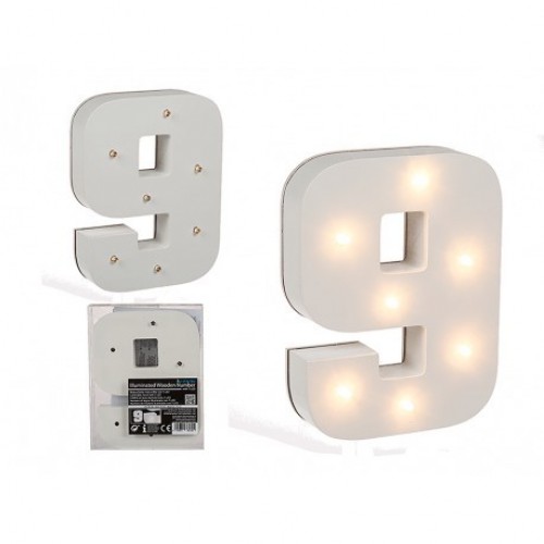 $ NUMERO 9 MADERA ILUMINADA 7LED 16CM