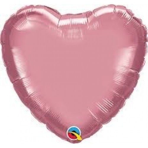 E/GLOBO 18" FOIL CORAZON CHROME ROSA MAU
