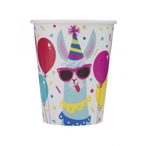  PAQ.8/U VASO LLAMA CUMPLE 270ML