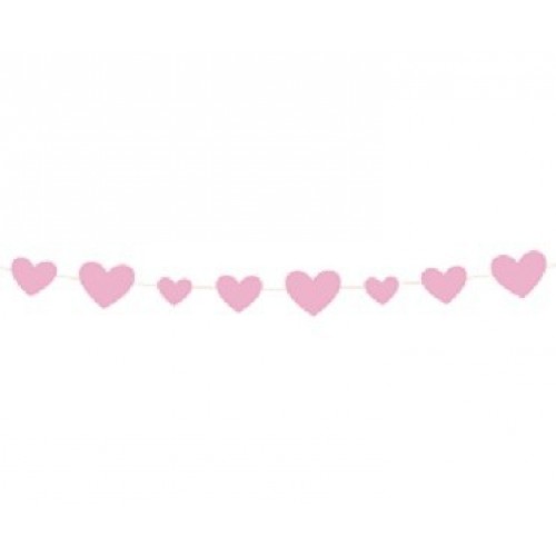 GUIRNALDA CORAZONES ROSA BEBE 2,74MT