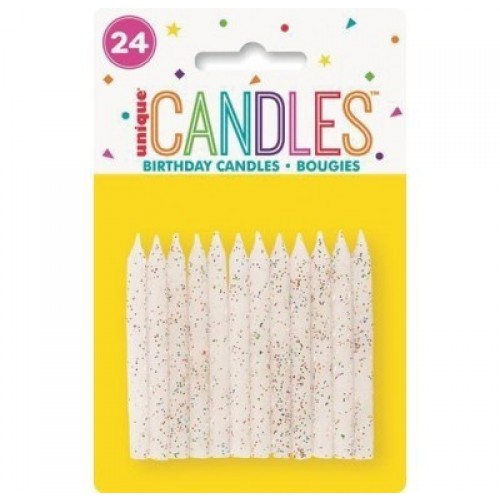 PAQ.24/U VELA ESPIRAL BLANCA GLITTER 6CM