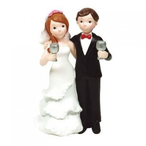 FIGURA NOVIOS COPAS PLATA 16CM