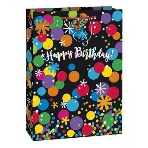BOLSA REGALO NEGRA BIRTHDAY 35X57CM