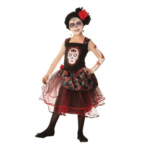 DISFRAZ 4A6AÑOS ROSA DIA DE MUERTOS