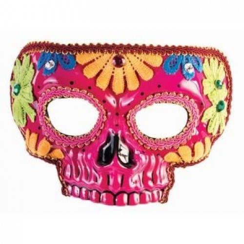 MASCARA ROSA DECORADA DIA DE MUERTOS