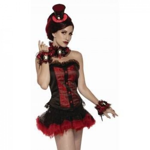 MUÑEQUERA NEGRA ENCAJE ROJO VAMPIRA