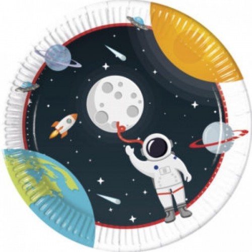   8 PLATOS CARTON ASTRONAUTA 23CM