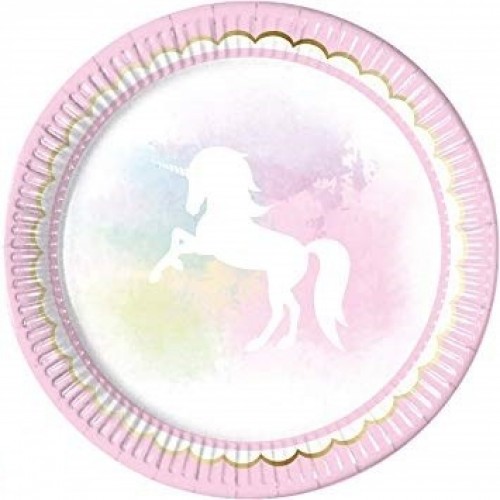   8 PLATOS CARTON UNICORNIO 23CM