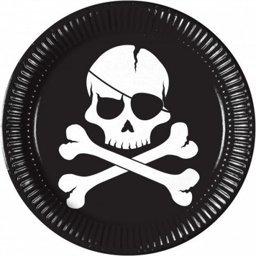   8  PLATOS CALAVERA PIRATA 23CM