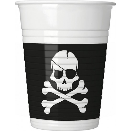   8 VASOS CALAVERA PIRATA 200ML