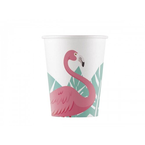   8 VASOS CARTON FLAMINGO 200ML