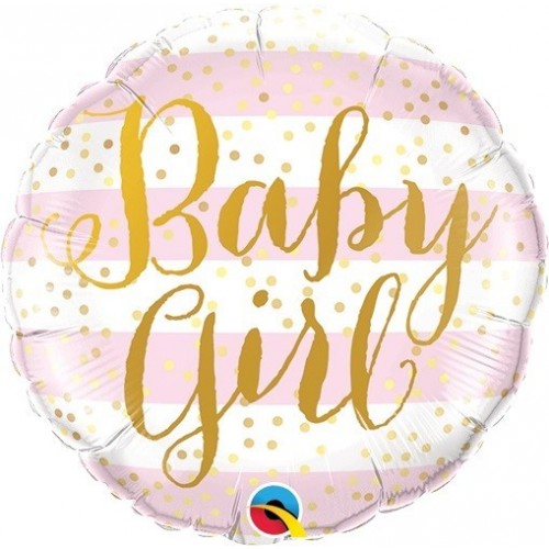 GLOBO 9" PALO FOIL BABY GIRL OROROSA