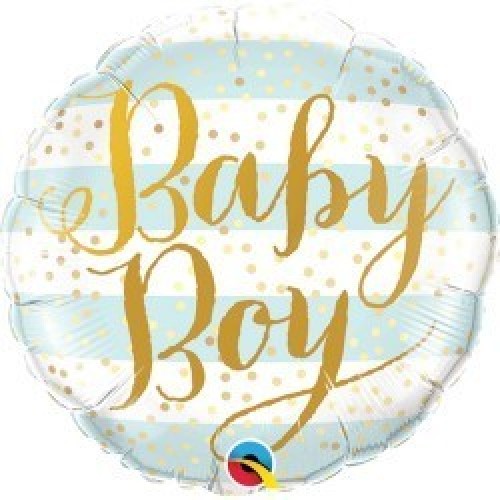 GLOBO 9" PALO FOIL BABY BOY OROCELESTE