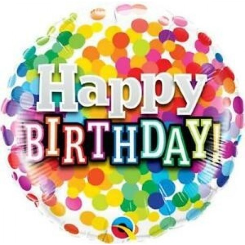 GLOBO 9" PALO FOIL HAPPY BIRTHDAY CONFET
