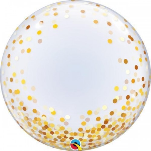 GLOBO 24" BURBUJA CONFETI ORO