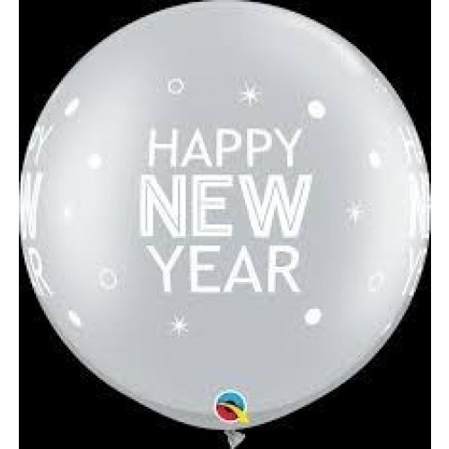 $D 2 GLOBOS JUMBO PLATA NEW YEAR