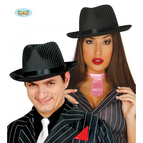 SOMBRERO GANSTER NEGRO RAYAS