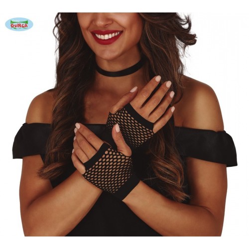  GUANTES S/DEDOS RED NEGROS CORTOS