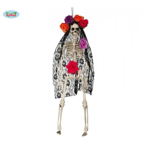 $D COLGANTE CALAVERA C/MANTILLA 40CM
