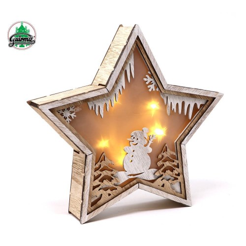 $D ESTRELLA MADERA LED 24CM