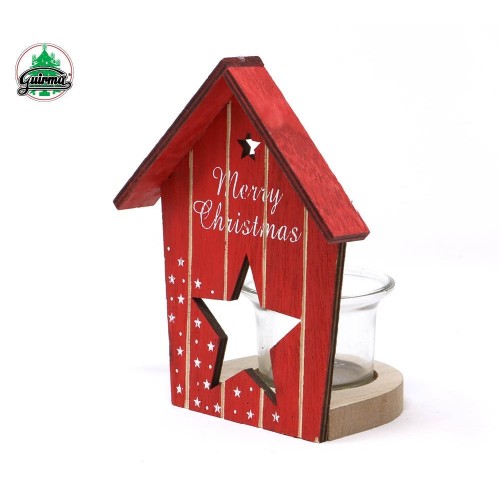 PORTAVELA CASITA MADERA 14CM