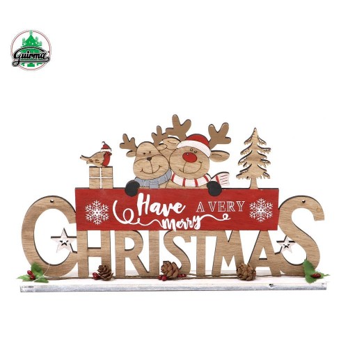 LETRERO MESA MADERA CHRISTMAS 27X16CM