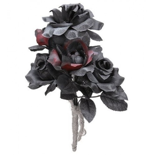 RAMO NOVIA HALLOWEEN ROSAS NEGRAS/ROJAS