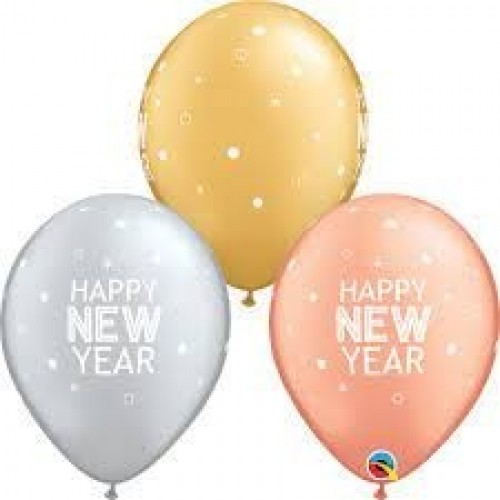 25 GLOBOS 11" LATEX NEW YEAR ESTR/TOPO C