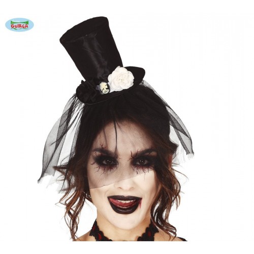 $D DIADEMA MINI HAT CHISTERA CON VELO
