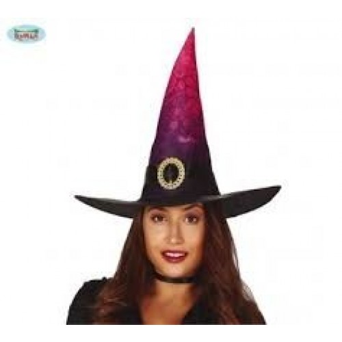$D  SOMBRERO BRUJA NEGRO/ROSA