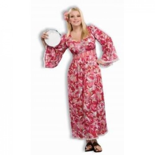  DISFRAZ T-XL HIPPIE VESTIDO ROSA