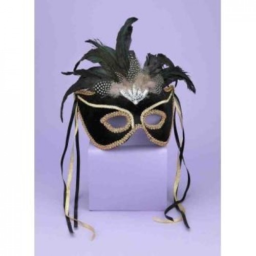 ANTIFAZ NEGRA VENECIANA C/PLUMAS