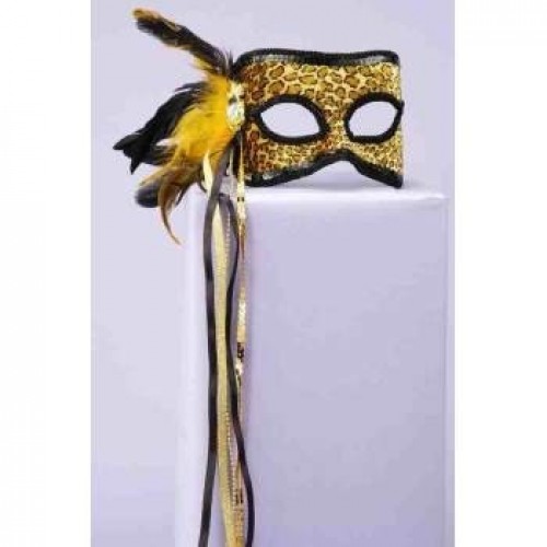 ANTIFAZ DECORADA LEOPARDO PLUMAS