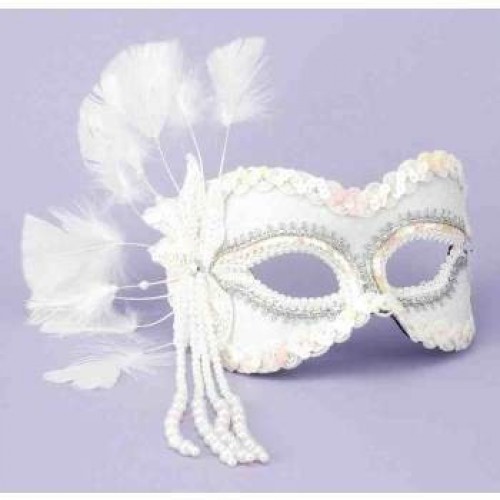 ANTIFAZ BLANCA DECORADA PLUMA