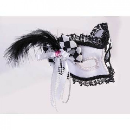ANTIFAZ HARLEQUIN CON PLUMA NEGRA