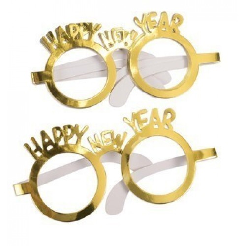 PAQ. 6/U GAFAS PAPEL HAPPY NEW YEAR ORO