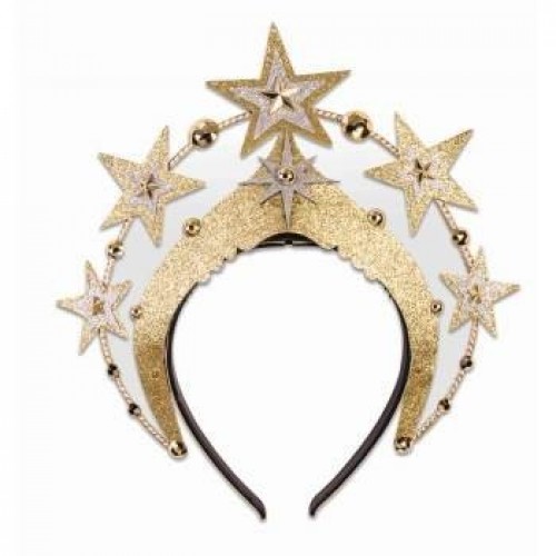 DIADEMA CELESTIAL BLANCA ESTRELLAS ORO