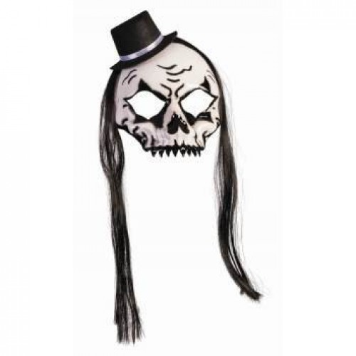 CARETA ESQUELETO C/SOMBRERO Y CABELLO