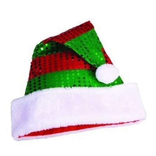 SOMBRERO PAPA NOEL LENTEJUELA ROJO/VERDE