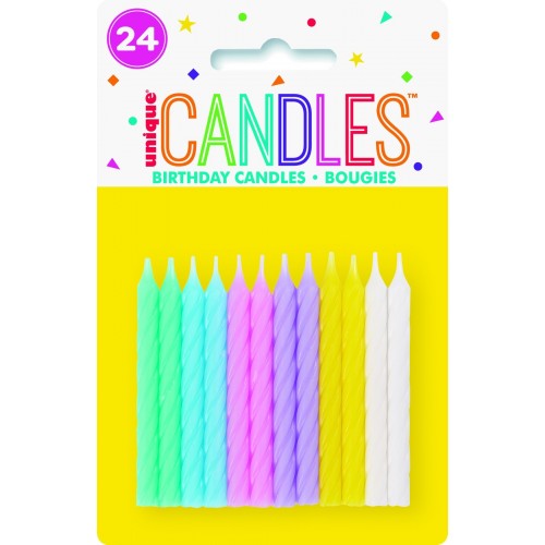 24 VELAS ESPIRAL TONO PASTEL 6CM