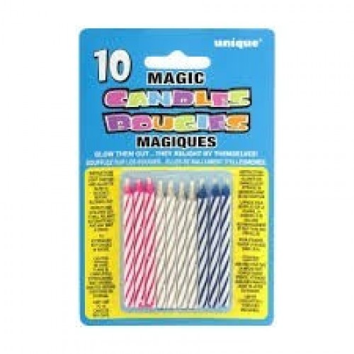PAQ.10/U VELAS MAGICAS ROSA/BLANCO/AZUL