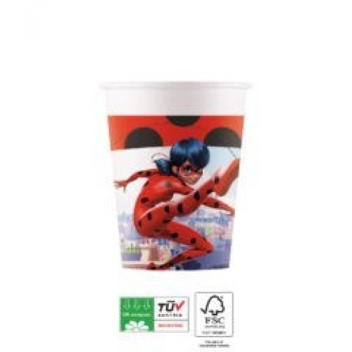   8 VASOS CARTON LADYBUG 200ML