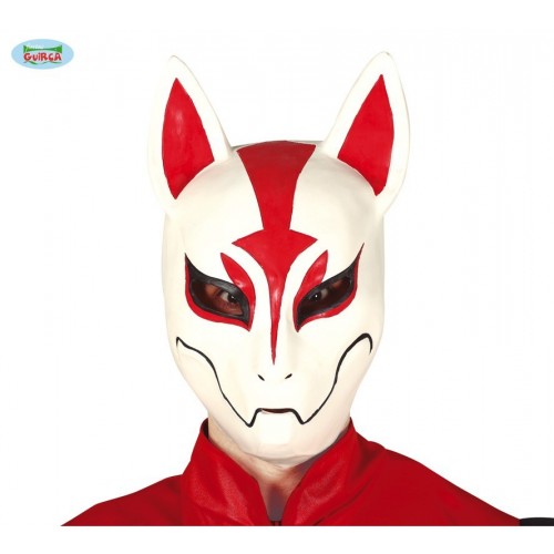 $D  MASCARA LATEX ZORRO BLANCA/ROJA