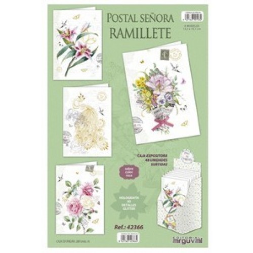 TARJETA POSTAL SEÑORA RAMILLETE  