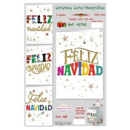 $D TARJETA HOLOGRAFICO CHRISTMAS NAVIDAD