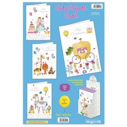 $D TARJETA POSTAL INFANTIL PASTEL