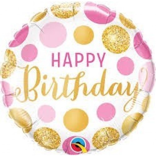 GLOBO 9" PALO FOIL HAPPY BIRTHDAY ROS/OR