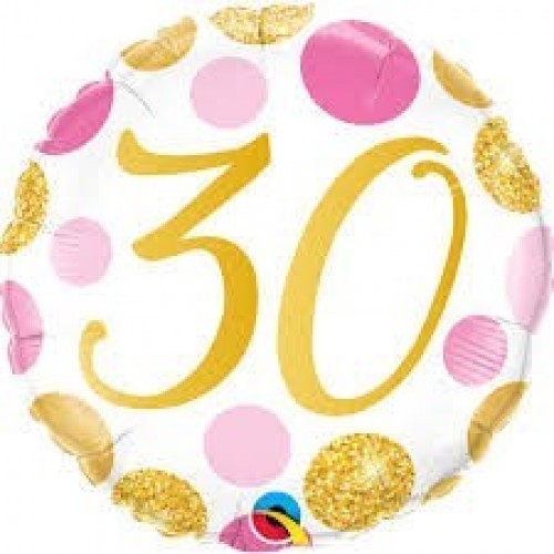 GLOBO 18" FOIL RND N30 PUNTOS ROSA/ORO