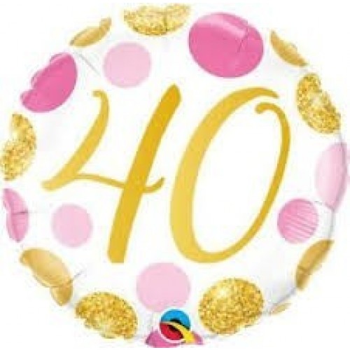 GLOBO 18"FOIL RND N40 PUNTOS ROSA Y ORO
