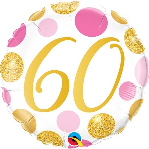 GLOBO 18"FOIL RND N60 PUNTOS ROSA Y ORO